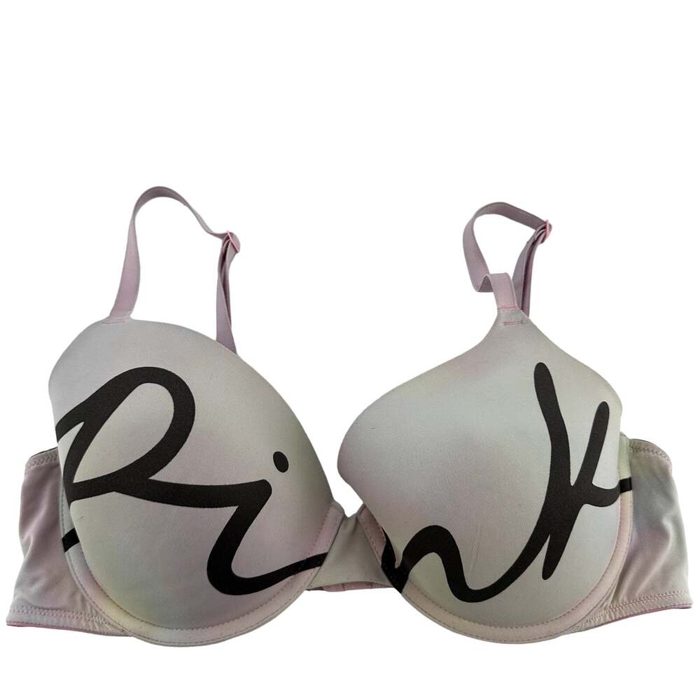 PINK Victoria's Secret Wear Everywear Lightly Lined T Shirt Bra Logo White 36D